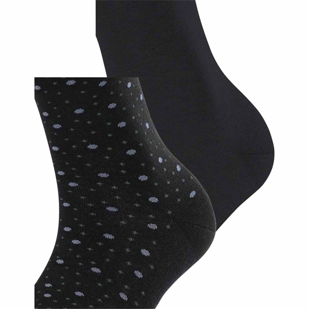 ESPRIT Playful Dot Black, svarta damstrumpor, detalj av hälen