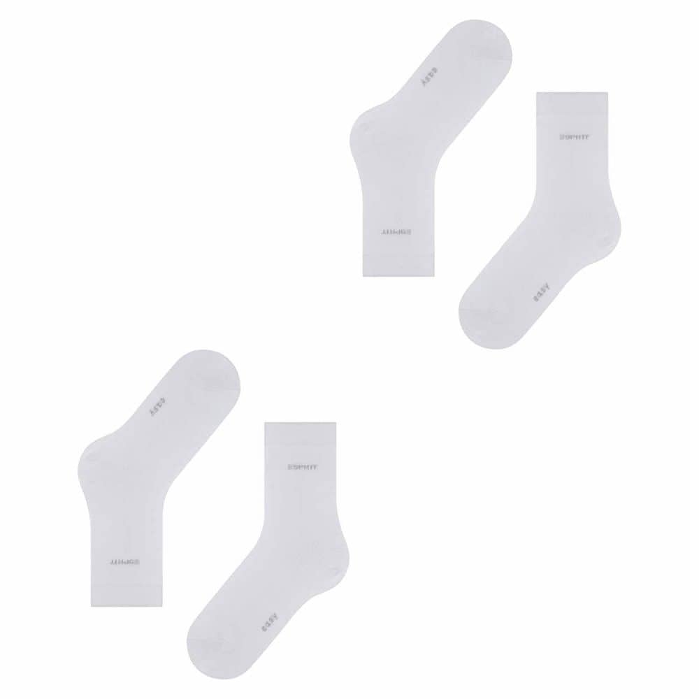 ESPRIT Basic Easy White, 2-pack enfärgad vita damstrumpor bild uppifrån