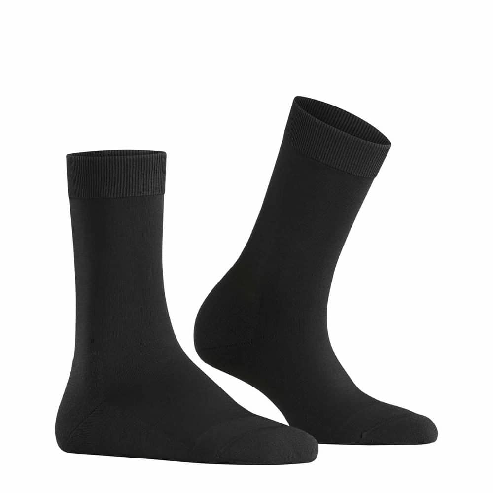 FALKE ClimaWool Black, damstrumpor svart, bild från sidan