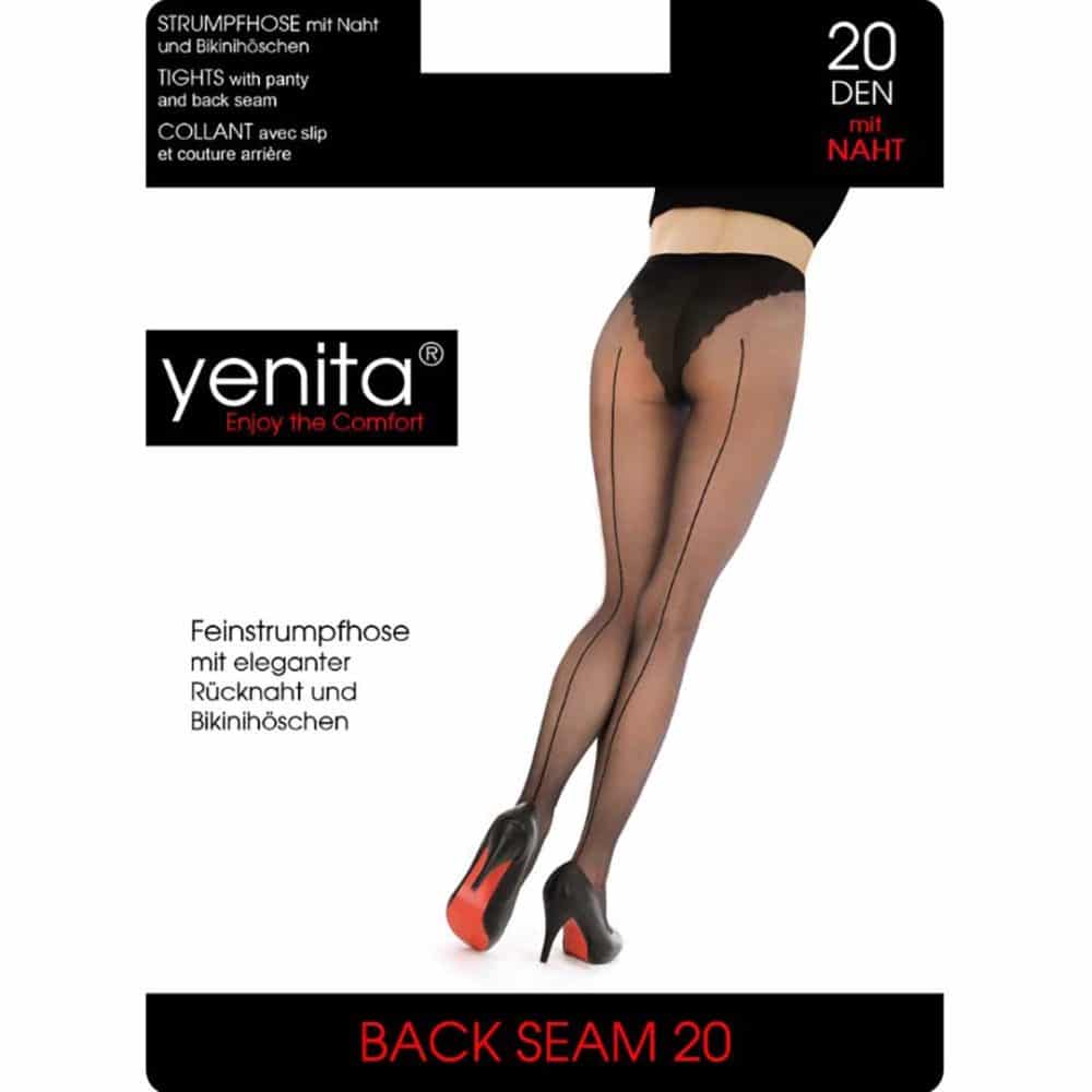 Yenita strumpbyxor Back Seam svart 20 denier