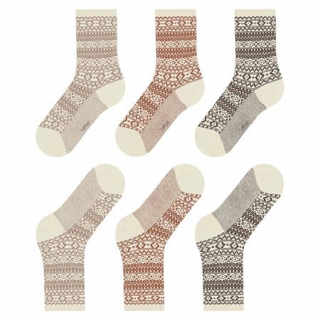 Esprit Sami Off-White Boot Socks, damstrumpor med skandinavisk mönster, 3 pack