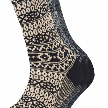 Esprit Sami Black Boot Socks, damstrumpor med skandinavisk mönster, 3 pack